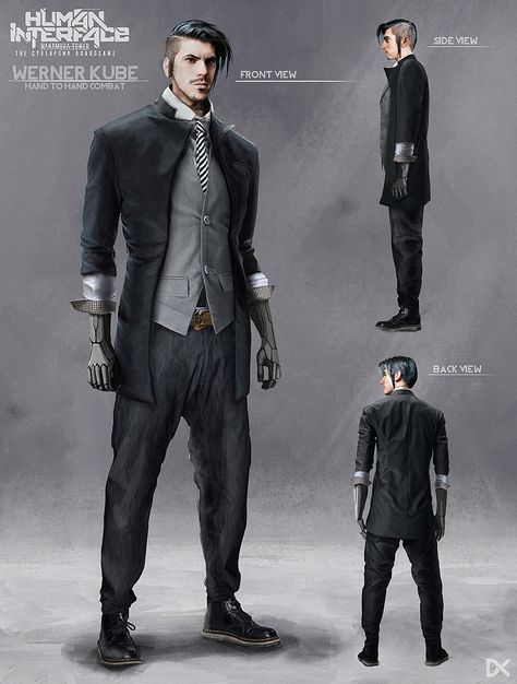 ArtStation - Human Interface - Character concept art ( Werner Kube ), Darius Kalinauskas Cyberpunk Male, Shadowrun Rpg, Cyberpunk Rpg, Character Design Cartoon, Robot Concept, Model Sheet, Cyberpunk Fashion, Arte Cyberpunk, Cyberpunk Character