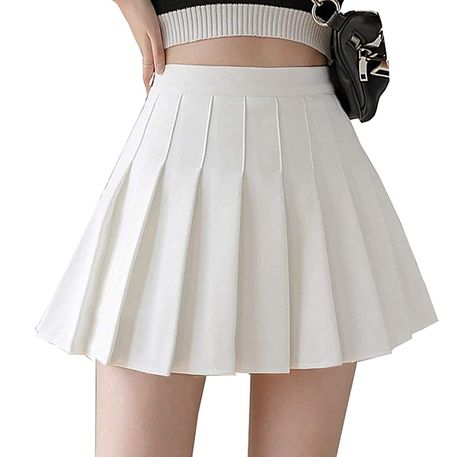 Bright Wardrobe, Shift Skirt, Skater Design, Preppy Mode, School Uniform Skirts, Work Vacation, School Skirt, High Waisted Pleated Skirt, Loose Tank