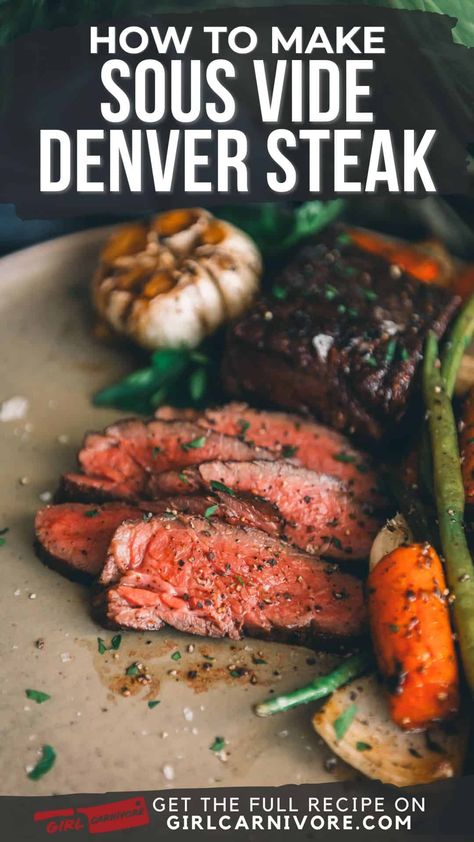 How to Cook a perfect Sous Vide Denver Steak Sous Vide Steak Recipe, Denver Steak, Steak Times, Sous Vide Steak, Frozen Steak, Cooking The Perfect Steak, Flat Iron Steak, Sous Vide Recipes, Perfect Steak