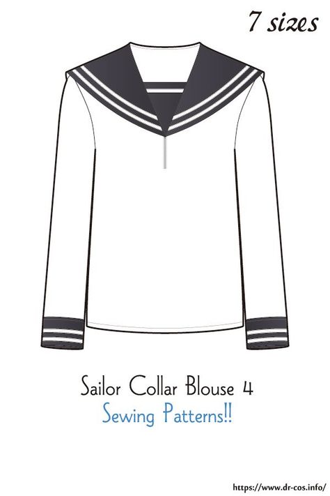 Sailor Collar Pattern, Collar Blouse Pattern, Sailor Collar Blouse, Western Embroidery, Sailor Shirt, Lady L, Sailor Hat, Different Hats, Sailor Collar