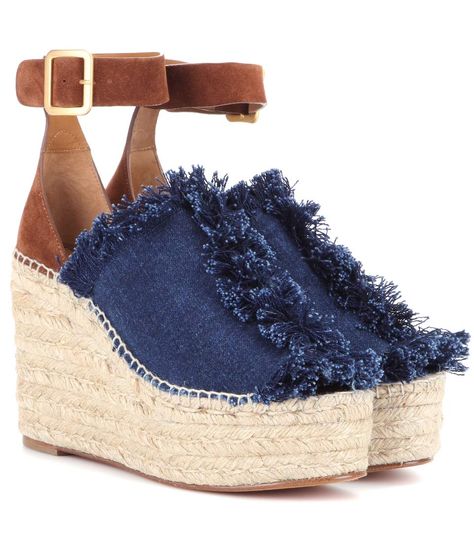 chloe Blue Wedge Sandals, Denim Espadrilles, Chloe Sandals, Blue High Heels, Denim Sandals, Strappy High Heels Sandals, Strappy Platform Sandals, Fall Booties, Sandals Strappy