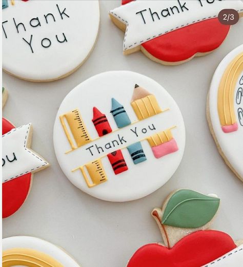 Teacher Appreciation Cookie Ideas, Teachers Day Cookies, Teacher Appreciation Sugar Cookies, Thank You Cookies Decorated, Thank You Cookies, Best Sugar Cookies, Cookie Time, Event Themes, Iced Cookies