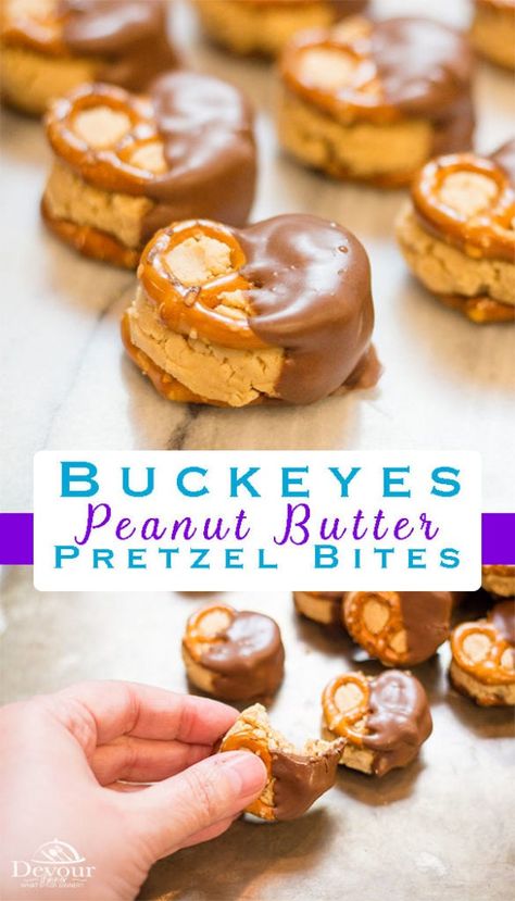 Easy Buckeyes, Easy Buckeye Recipe, Buckeye Recipe Easy, Buckeye Recipe, Buckeye Candy, Peanut Butter Pretzel Bites, Buckeyes Recipe, Chocolate Peanutbutter, Peanut Butter Pretzel