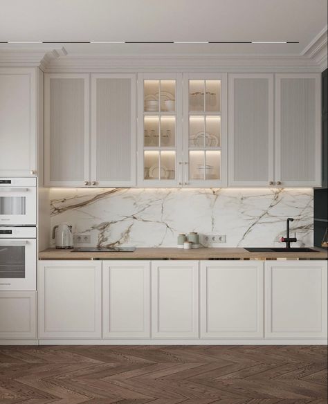 Neo Classic Kitchen, Neoclassical Interior Design, Classic Kitchen Design, Neoclassical Interior, Home Decor Aesthetic, Paint Kitchen, Aesthetic Home Decor, Modern Kitchen Interiors, Kitchen Design Plans