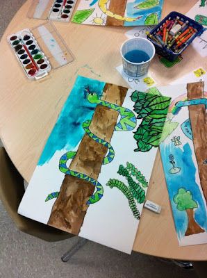 Rainforest Art, Rousseau Art, Grade 1 Art, Third Grade Art, First Grade Art, Deep Space Sparkle, Animal Art Projects, 2nd Grade Art, 4th Grade Art