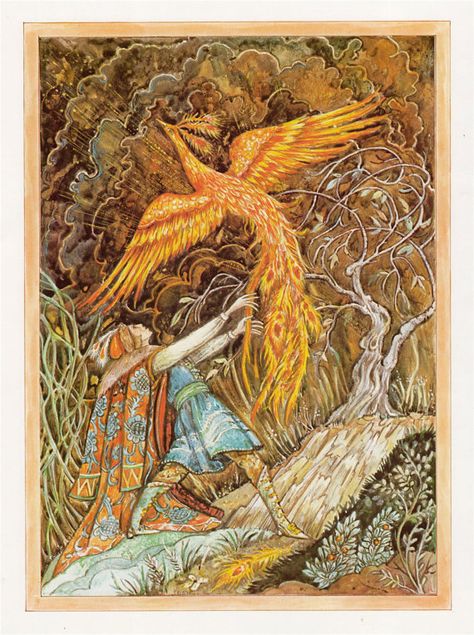 Russian Firebird, Russian Motifs, Firebird Tattoo, The Firebird, Story Books Illustrations, Childrens Library, Orthodox Christian Icons, Fairytale Illustration, Fire Bird