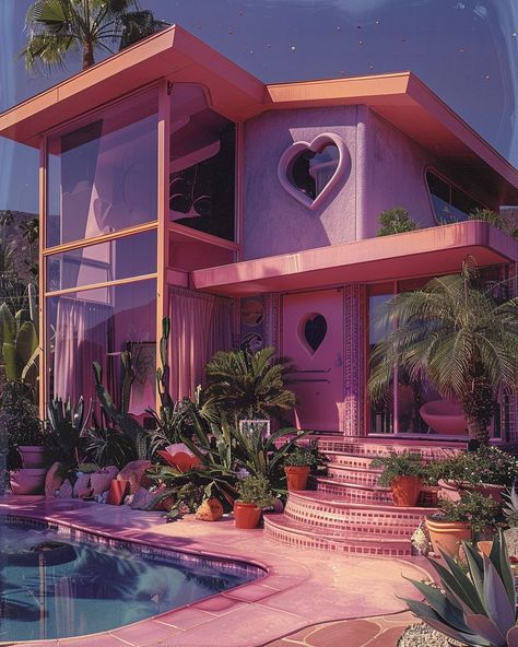 Chaos Dreamland 💘 | 💘Who lives in a house like this?💘 🔑Did you know that housing in Dreamland is totally free? Move to Dreamland and you can say goodbye to re… | Instagram Interesting Buildings Architecture, Playhouse Aesthetic, 2000s House Exterior, Clueless House, Black And Pink House, Pink Modern House, College Sorority House, Small Pink House, Unique Airbnb Ideas