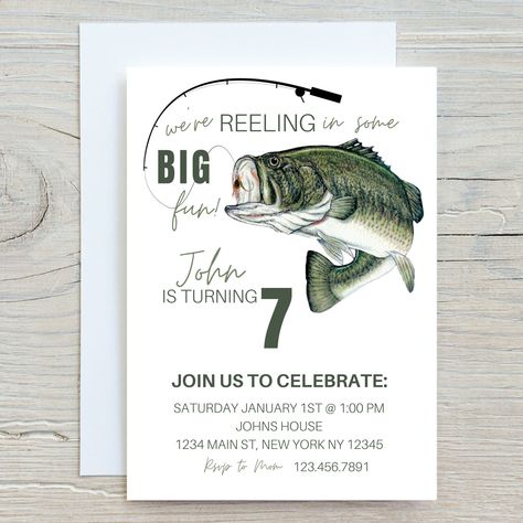 Fishing Birthday Invitations, Fish Birthday, Fishing Birthday Party, Baby Birthday Themes, Fishing Party, 13th Birthday Parties, Fishing Birthday, Boy Birthday Invitations, Birthday Numbers