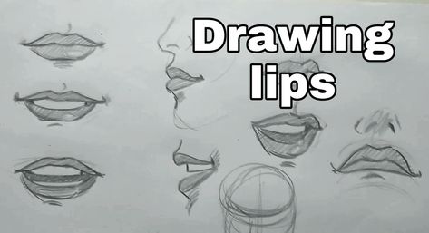 Lips From Different Angles, Draw Lips Step By Step, Lips Step By Step, How To Draw Lips, Drawing Lips, Draw Lips, Female Lips, Drawing Base Poses, How To Crochet For Beginners