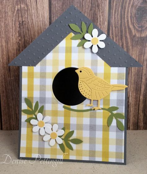 New Greeting Card Ideas, Spring Greeting Cards Handmade, Stampin Up Bird House Cards, New Home Cards Handmade Easy, Spring Cards Handmade Cardmaking, Birdhouse Cards Handmade, Bird Cards Handmade, Spring Cards Ideas, Bird House Cards