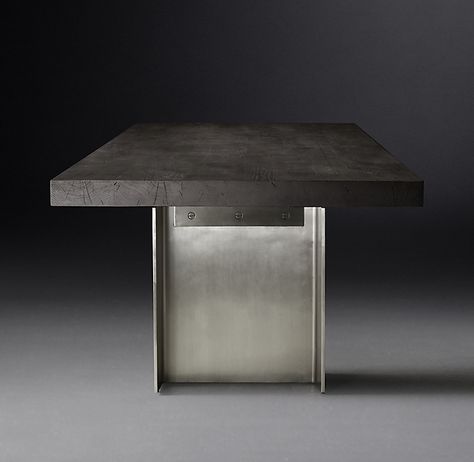 Minimal Dining Table, Metal Office Desk, Office Desk Designs, Industrial Age, Industrial Minimalist, Dinning Room Design, Dining Table Bases, Metal Dining Table, Furniture Vanity