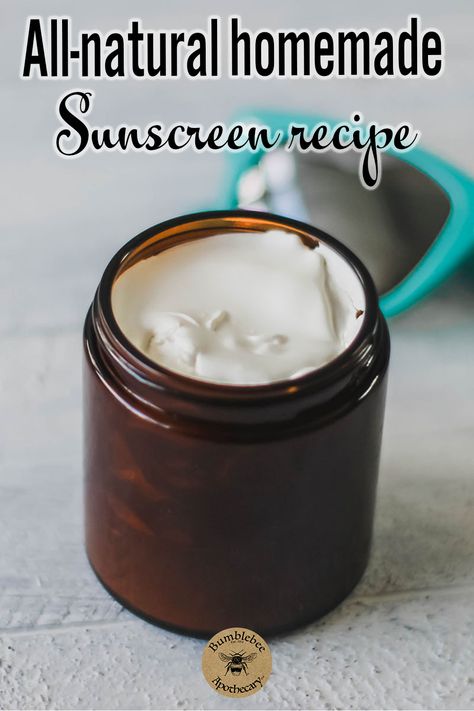 Diy Natural Sunscreen, Bumblebee Apothecary, Natural Sunscreen Recipe, Sunscreen Recipe, All Natural Sunscreen, Magnesium Lotion, Natural Spf, Homemade Deodorant, Sugar Scrub Homemade