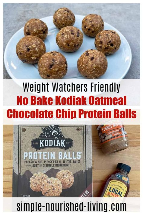 Easy, no-bake Kodiak oatmeal chocolate chip protein bites using pre-measured mix come together in minutes and have 10 grams of protein each! Weight Watchers Friendly. Kodiak Oatmeal, Chocolate Chip Protein Balls, Ww Vegetarian, Ww 2023, Cake Ball Recipes, Protein Balls Recipes, Weight Watchers Snacks, Kodiak Cakes, Oatmeal Chocolate Chip