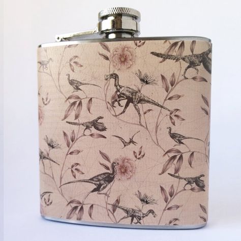 6oz Hip Flask Vintage Dino Designed by Miki by mikirosedesign Short Break, Hip Flask, Dinosaurs, Flask, Pre Order, Rum, Wine, Etsy Uk, Unique Jewelry