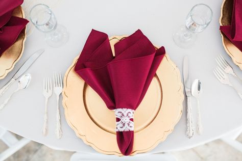 Woodsy Background, Gold And Red Wedding, Burgundy Garden, Elegant Garden Wedding, Navy Table, Formal Table Setting, Wedding Cross, Military Wedding, Gold And Red