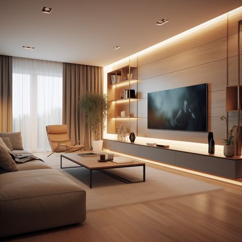 Minimalist Interior Design Living Room, Ruang Tv, Modern Tv Room, Japandi Living Room, Japandi Living, Minimalist Living Room Design, Sala Grande, Living Room Tv Unit Designs, Living Room Tv Unit