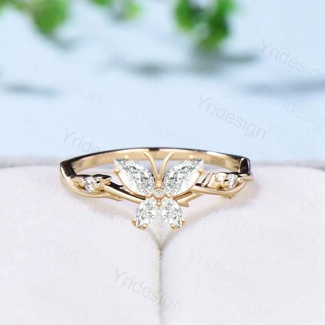 Butterfly Moissanite Wedding Ring Twig Marquise Moissanite Band Women Nature Inspired Engagement Ring Art Deco Rose Gold Anniversary Ring - Etsy Art Deco Rose, Marquise Cut Diamond Ring, Women Nature, Nature Inspired Engagement Ring, Deco Rose, Engagement Ring Art Deco, Moissanite Band, Moissanite Wedding Ring, Gold Anniversary