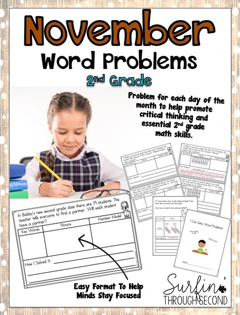 Word Problems Second Grade Math Word Problems, December Word, Simple Fractions, Repeated Addition, Word Problem, Math Journals, 2nd Grade Teacher, Math Word Problems, Second Grade Math