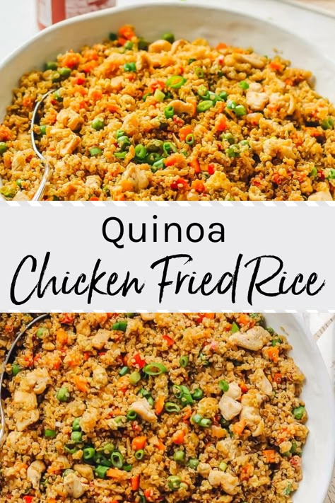 Quinoa Fried Rice Recipe, Chicken Quinoa Recipes, Quinoa Recipes Dinner, Veggies And Chicken, Quinoa Fried Rice, Quinoa Recipes Easy, Quinoa Recipes Healthy, Quinoa Dishes, Chicken Fried Rice Recipe