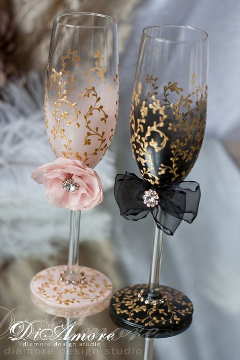 Trend Handmade Wedding Champagne glasses/ bride and от DiAmoreDS Wedding Flutes Personalized, Wedding Wine Glasses, Wedding Champagne Glasses, Decorated Wine Glasses, Wedding Flutes, Wedding Champagne, Vintage Engagement Rings Unique, Toasting Flutes, Hot Makeup