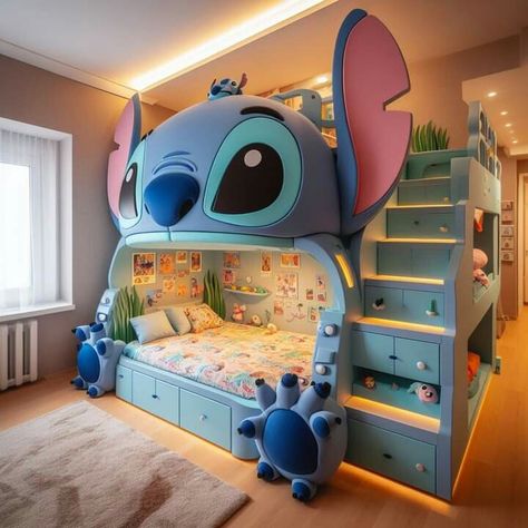 Stitch Room Ideas For Kids, Stitch Bedroom Ideas For Kids, Stitch Bedroom Ideas, Stitch Bed, ليلو �وستيتش, Deco Disney, Dream Bedroom Inspiration, Disney Room Decor, Disney Bedrooms