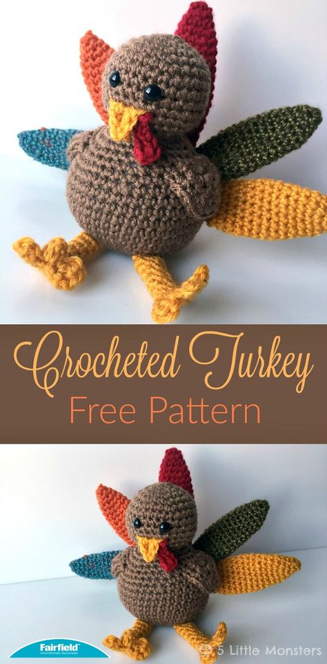 Sometimes it seems like between Halloween and Christmas, Thanksgiving kind of gets forgotten about. I thought it would be fun to make a little crochet project for Thanksgiving and a turkey seemed like Thanksgiving Crochet Patterns, Turkey For Thanksgiving, Thanksgiving Crochet, Turkey Pattern, Fall Crochet Patterns, Pola Amigurumi, Crochet Gratis, Crochet Fall, Holiday Crochet