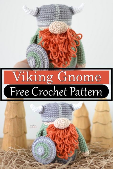 Viking Gnome Crochet Viking Gnome, Crochet Nomes, Viking Crochet, Crochet Jars, Crochet Viking, Crocheted Gnomes, Viking Gnome, Crochet Gnomes Pattern Free, Gnomes Crochet