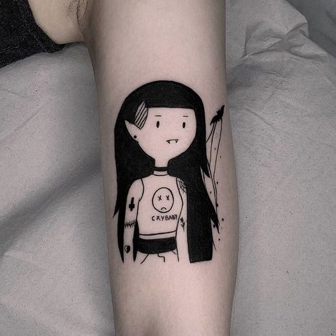 Adventure Time Tattoo, Mommy Tattoos, Spooky Tattoos, E Tattoo, Poke Tattoo, Funny Tattoos, Cartoon Tattoos, Time Tattoos, Dream Tattoos