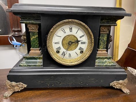 1. Seth Thomas antique clock $850 2. Black painted wood and brass clock $500 3. Seth Thomas cathedral clock $340 Seth Thomas, Antique Clock, March 27, Painted Wood, Black Paint, Painting On Wood, Boston, Clock, Brass