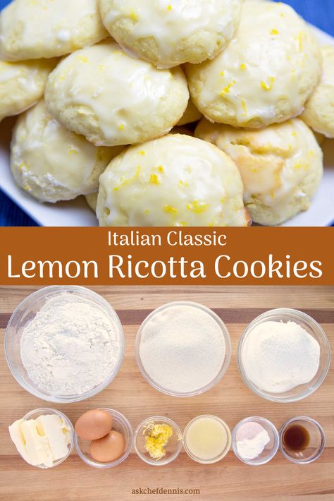 Ricotta Cookies Recipe, Ricotta Dessert, Italian Lemon Cookies, Italian Ricotta Cookies, Lemon Ricotta Cookies, Lemon Drop Cookies, Ricotta Cookies, Baby Tea, Cocoa Cake