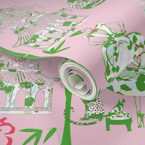 Palm Royale Party, Palm Beach Wallpaper, Lily Pulitzer Wallpaper, Royale Aesthetic, Pink And Green Wallpaper, Lake Condo, Palm Beach Decor, House Images, 2022 Wallpaper