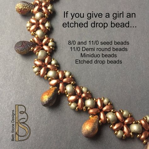 Crazy for Drop Beads a beadweaving tutorial by Beth Stone | Etsy Seed Bead Patterns Free, Seed Bead Tutorials, Seed Bead Bracelet Patterns, Beaded Jewelry Earrings, Bead Weaving Tutorials, Beaded Necklace Patterns, Bead Crochet Patterns, Beaded Bracelets Tutorial, Bead Embroidery Patterns