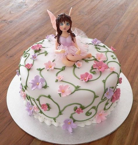 This is my 7th attempt at a fondant covered cake.  It is a gluten free butter cake covered with gluten free fondant with gumpaste flowers.  ... Castle Birthday Cakes, Pixie Party, Fairy Birthday Cake, Pirates Party, Cake Liner, Birthday Cake Pictures, Cake Frosting Recipe, 4th Birthday Cakes, Fairy Cake