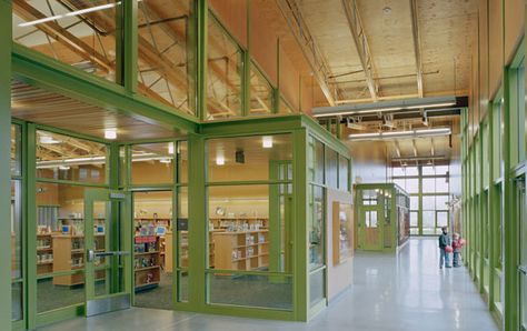 Rosa Parks Elementary School, Lake Washington Schools. Mahlum. Dream School, Building Material, Rosa Parks, Classroom Design, School Building, Library Design, Learning Spaces, Media Center, Landscape Projects