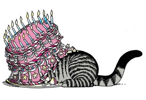 Kliban cat birthday cake Big House Cats, Kliban Cat, Serval Cats, Herding Cats, Cat Birthday Card, Cat Halloween Costume, Birthday Stuff, Cat Scratching Post, Cats Funny