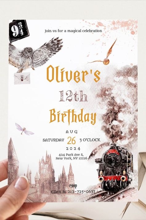 Harry Potter Party Invitations, Harry Potter Birthday Invitations, Harry Potter Invitations, Magical Birthday Party, Magical School, Cumpleaños Harry Potter, Magical Birthday, Harry Potter Birthday Party, Harry Potter Cake