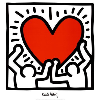 6th Grade: Keith Haring ALL YOU NEED IS LOVE Keith Haring Prints, Keith Haring Heart, Keith Haring Poster, Keith Haring Art, Haring Art, The Word Love, Word Love, Art Pop, Keith Haring