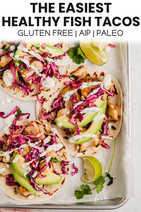 Gf Df Fish Tacos, Low Fodmap Fish Tacos, Aip Fish Tacos, Low Carb Aip Recipes, Aip Low Fodmap Recipes, Low Fodmap Tacos, Aip Fish Recipes, Aip Dinner Ideas, Aip Tacos