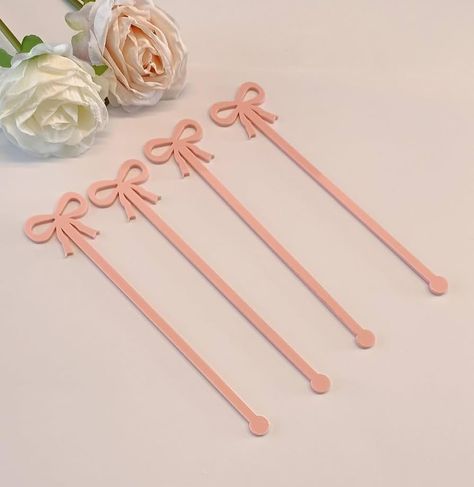 Amazon.com | 20pcs of Bow Drink Stirrers,Acrylic Drink Stirrer,Bow Drink Stir Stick,Swizzle Sticks for Party&Festival Decoration (Black): Swizzle Sticks Baby Pink Bow, Acrylic Drink Stirrers, Drink Stirrer, Flower Theme, Drink Stirrers, Swizzle Sticks, Entertainment Bar, Stir Sticks, Party Festival