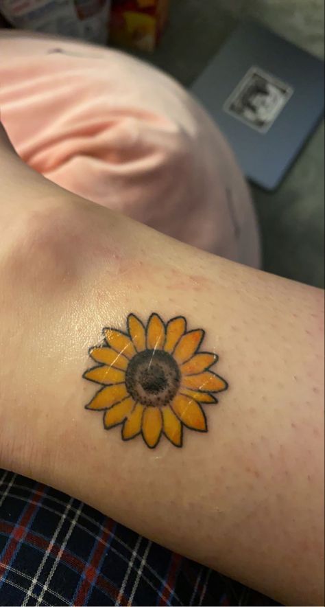 colored sunflower tattoo. ankle tattoo. realistic sunflower. sunflower without stem Sunflower Tattoo Ankle, Beautiful Back Tattoos For Women, Back Tattoos For Women, Girl Spine Tattoos, Back Tattoo Women Spine, Beautiful Back Tattoos, Spine Design, Feminine Back Tattoos, Spine Tats