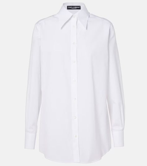 Cotton shirt in white - Dolce Gabbana | Mytheresa Long Tops, Cotton Shirt, Designing Women, Clothing And Shoes, Lookbook, Long Sleeve Tops, Bag Accessories, Loose Fitting, Dolce And Gabbana