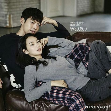 Kim Woo Bin & Shin Min Ah#Giordano Shin Min Ah Kim Woo Bin, Kim Wo Bin, Shin Min Ah, Relationship Stuff, Seo Kang Joon, Woo Bin, Kim Woo Bin, Photo Poses For Couples, Asian Actors