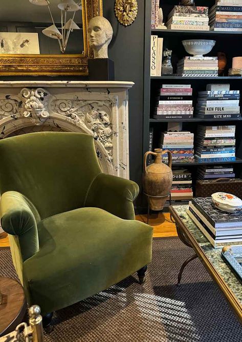 I Wish I Found These “Gorgeous” Living Room Chairs Sooner (They Look 4x the Price!) Green Velvet Chair Decor, Green Armchair Living Room, Velvet Green Accent Chair, Green Accent Chairs, Green Accent Chair Overstock, Safavieh Green Chair, Velvet Chairs Living Room, Accent Chair Decor, Vintage Green Velvet Chair