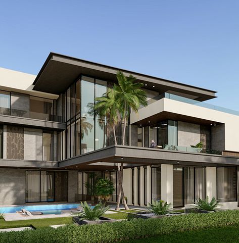 Tall Roof House, Luxury Villa Design, Luxury Homes Exterior, Arabic Decor, Mansion Exterior, Facade Cladding, Luxury Modern Homes, Modern Villa Design, Modern House Facades