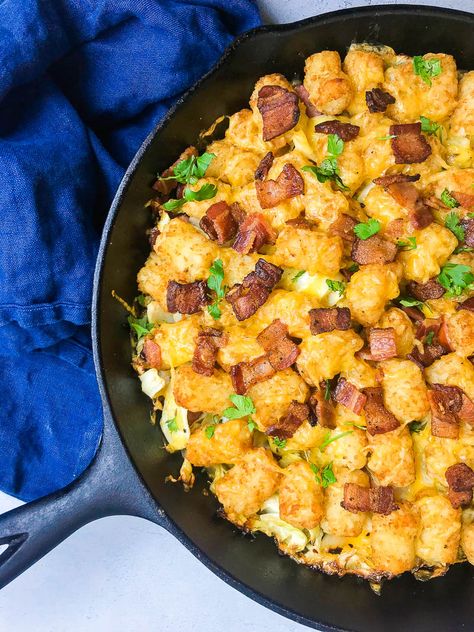 The BEST Tater Tot Casserole Recipe| Life's Ambrosia Kielbasa Cabbage, Cabbage Salsa, Best Tater Tot Casserole, Tater Tot Hotdish, Tater Tot Casserole Recipe, Kielbasa And Cabbage, Tater Tot Recipes, Tater Tot Casserole Recipes, Sauteed Cabbage