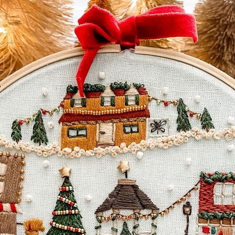 Laine Irene on Instagram: "❄️I smell snow ❄️ The Stars Hollow Christmas Village kit and PDF pattern are now available in my Etsy shop! Friendly reminder, the kit is on pre-order, expected to ship by Dec 1 at the latest! This holiday version of my Stars Hollow village feels truly so special to me. I’m going to treasure the one I’ve stitched for every Christmas to come. I hope you’ll feel the same after you make yours 🎄 . . . #starshollow #christmasvillage #embroiderykits #gilmoregirls #festivevibes #christmastime #holidaydiy #modernembroidery" Stars Hollow Christmas, Stars Hollow, Friendly Reminder, Nailed It, Modern Embroidery, Dec 1, Holiday Diy, Christmas Village, Embroidery Kits