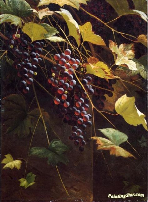 Wild Grapes Artwork By Andrew J. H. Way Oil Painting & Art Prints On Canvas For Sale - PaintingStar.com Art Online Store Farmhouse Wall Decals, Grape Wallpaper, Wild Grapes, Grape Oil, Grape Painting, John Henry, Fruit Painting, Oil Painting Reproductions, A4 Poster