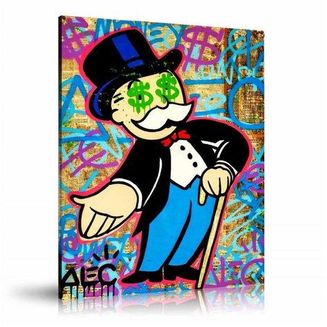 Monopoly Dollar Eyes Alec Monopoly Framed Canvas Pop & | Etsy Alec Monopoly, Disney Canvas, Graffiti Canvas, Richie Rich, Banksy Canvas, Art Poster Design, Framed Poster, Banksy, Art Abstrait