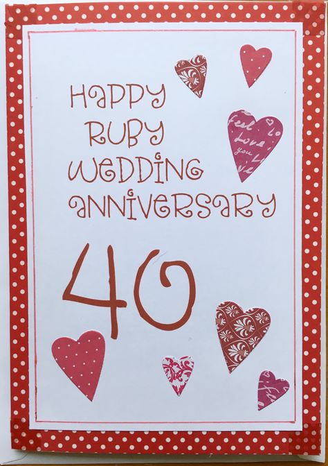 Happy 40 Anniversary, Fifth Wedding Anniversary, Make Wedding Invitations, Anniversary Cards For Wife, Anniversary Scrapbook, Anniversary Cards Handmade, Anniversary Cards For Husband, Ruby Anniversary, Ruby Wedding Anniversary