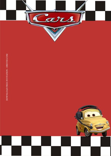 Awesome Cars Themed Birthday Party Ideas For Boys Make your Cars fan's birthday a blast! If your child is a Cars 1, Cars 2, or Cars 3 lover, they will adore getting together with Lightning McQueen, Doc Hudson, Tow Mater, and Chick Hicks for a party! ... Cars Background Disney, Disney Cars Birthday Invitations, Mcqueen Birthday Invitation Template, Disney Cars Invitations, Cars Movie Birthday Invitation, The Cars Invitation Template, Disney Cars Birthday Theme, Candy Buffet Birthday, Disney Cars Theme